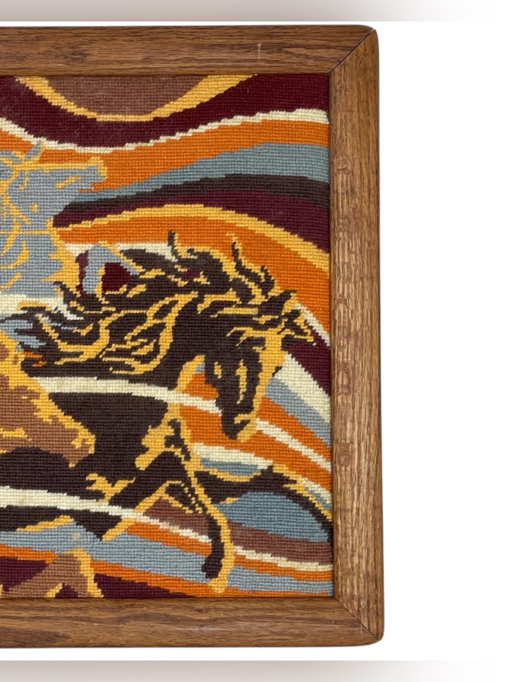 Vintage Horse Needlepoint Framed Wall Artwork - Picture 4 of 7